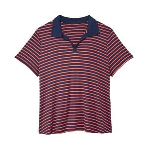Molly Isadora Brooke Collared Short Sleeve Top 1X Red Blue